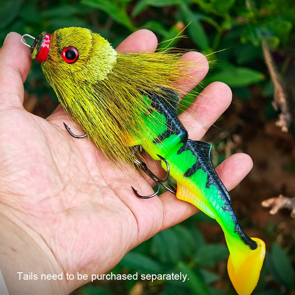 Rosewood Mouse Swimbait Lure Bucktail Rig for Muskie Pike Fishing Tackle