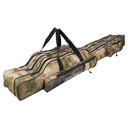 Fishing Rod Bag Portable 3-Layer Foldable Storage Case for Reel Tackle Gear