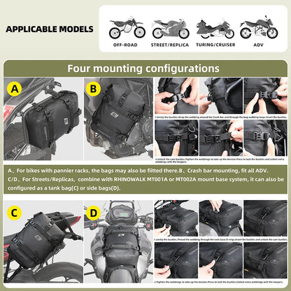 Rhinowalk 6L Waterproof Motorcycle Crash Bar Frame Tool Bag