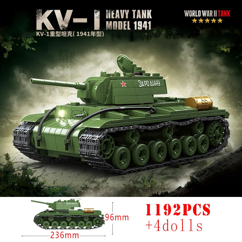 WW2 US M3A1 Stuart M4A3 Sherman Tank Building Blocks Military Brick Set