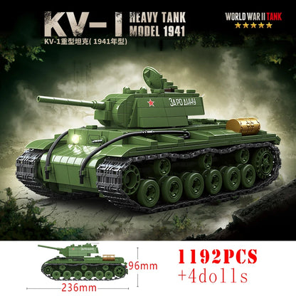 WW2 US M3A1 Stuart M4A3 Sherman Tank Building Blocks Military Brick Set