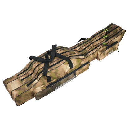 Fishing Rod Bag Portable 3-Layer Foldable Storage Case for Reel Tackle Gear