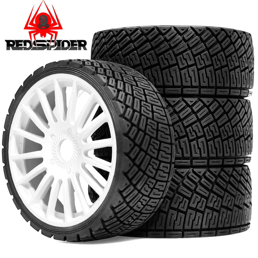 4pcs 1/8 RC On Road Tires Wheels 17mm Hex Rubber Rally for HPI WR8 ARRMA HSP