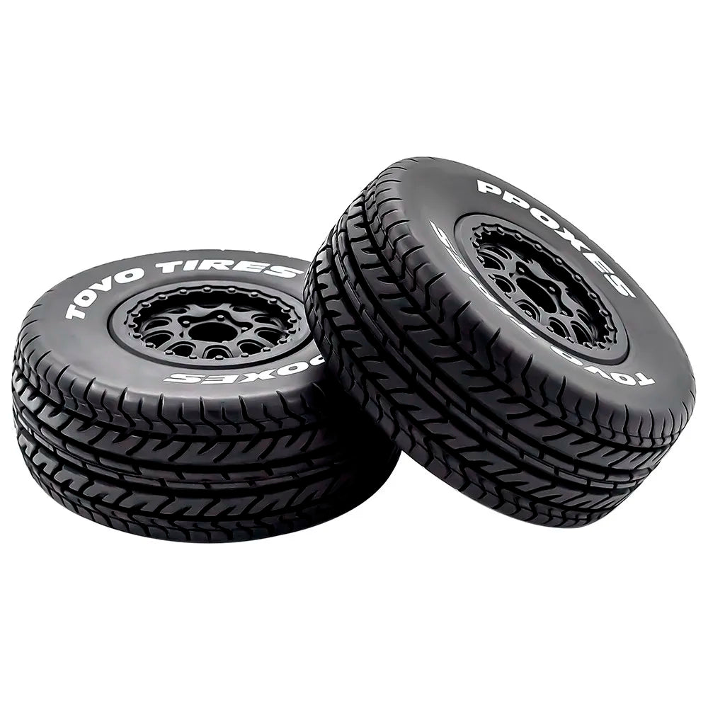 112mm RC Short Course Tires | 1/10 Truck Tyre Set Hex Fit Slash HPI Vkar 10SC