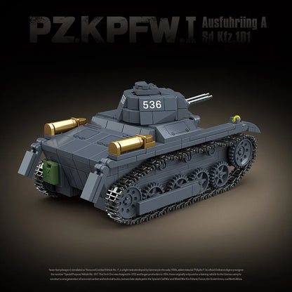 WW2 German Panzer I Tank Building Blocks Military Armoured Brick Toy Set