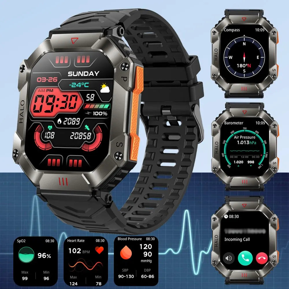 SENBONO 2023 Men Smartwatch Compass Barometer Altimeter GPS Trajectory Outdoor Sport Bluetooth Call 650mAh 2.0'' Smart Watch Men-EXPROTAS