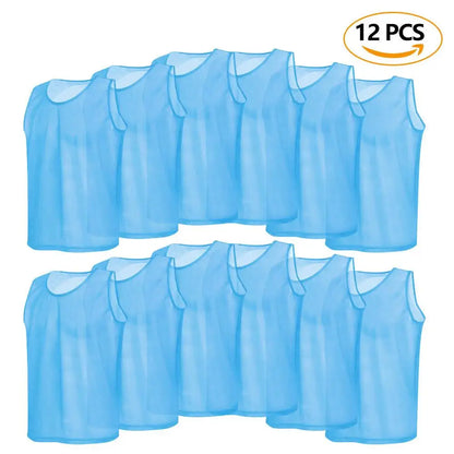 12PCS Soccer Training Vests Kids Breathable Mesh Practice Sports Team Jerseys
