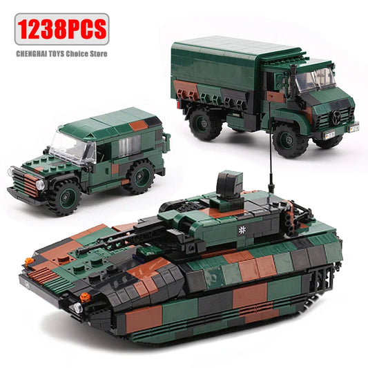 Military ww2 Cannon Assault Armored Vehicle Battle Tank Car Truck Army Weapon Building Blocks Sets Model Boys Toys for Kids Gift-EXPROTAS