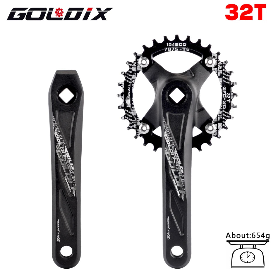 GOLDIX Square Hole MTB Crankset, Aluminum Alloy, 170/175mm, 104BCD 32-42T Narrow Wide