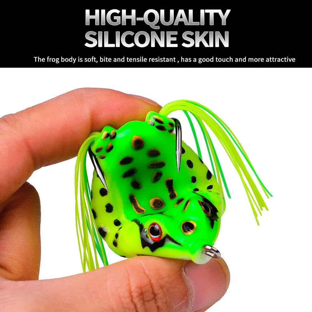 2Pcs Frog Lures Fishing Hook Soft Tube Baits Plastic Top Water Bait