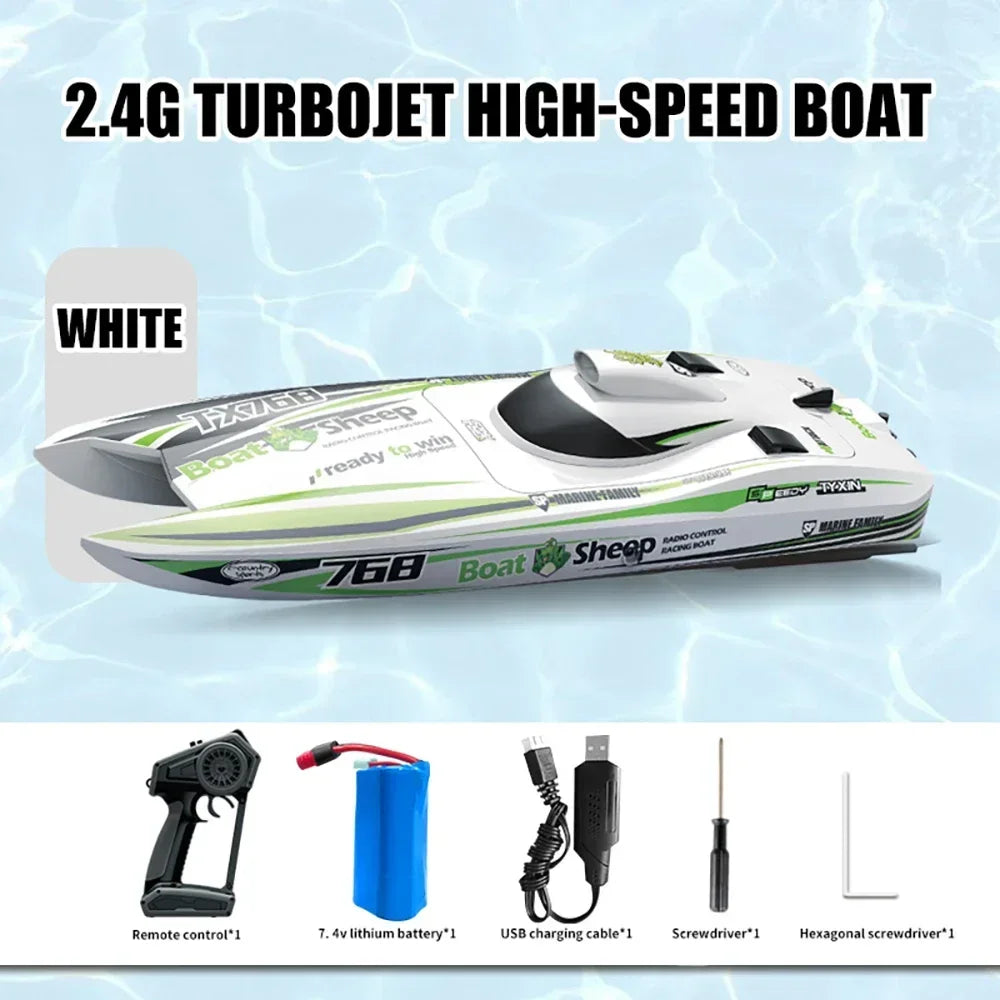 TX768 High-speed Turbojet Speedboat 30km/h 2.4GHz Brushless 2212 Motor Remote Control Speedboat Adult and Children's Toy-EXPROTAS