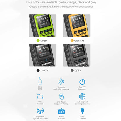 Baofeng Walkie Talkie Mini 2 Way Radio Bluetooth 5W Dual Band 1600mAh