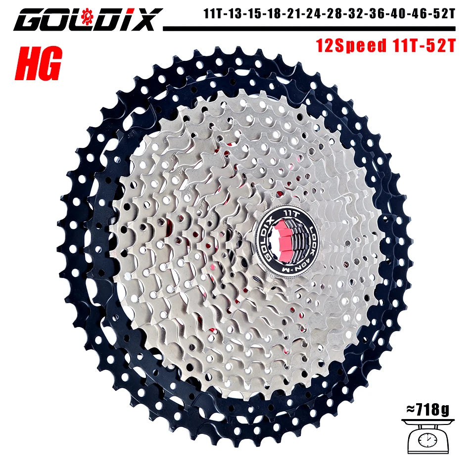 GOLDIX MTB Cassette 8/9/10/11/12 Speed 36T-52T HG for Shimano SRAM Freehub