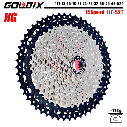 GOLDIX MTB Cassette 8/9/10/11/12 Speed 36T-52T HG for Shimano SRAM Freehub