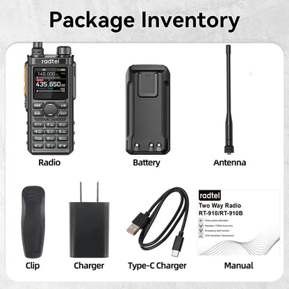Radtel Walkie Talkie RT-910 5W 960 Channels Ham Radio AM/FM 45-59Mhz