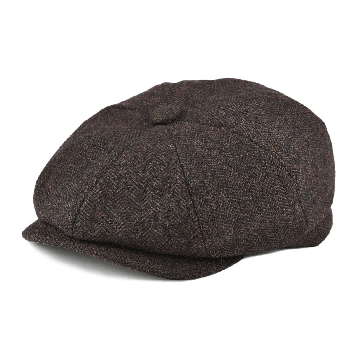 Wool Tweed Newsboy Cap Herringbone Vintage Men Gatsby Flat Hat