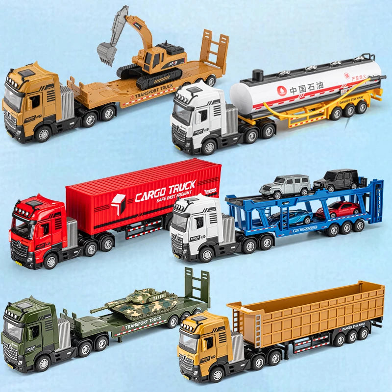 1/50 Scale Alloy Engineering Vehicle Model Set Diecast Excavator Transporter Car Toys Kids Boys Gift Tank Voiture Miniature-EXPROTAS