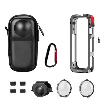Flymile X5 Metal Cage Case for Insta360 X5 Aluminum Frame Lens Cover