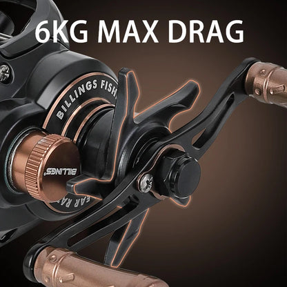 BILLINGS AX200 Ultralight Baitcasting Fishing Reel 7.2:1 Gear Ratio 6KG Drag