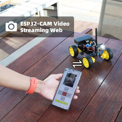 4WD Smart Robot Car ESP32 Camera Wifi Automation Kit For Arduino Programming ESP Robot with Antenna Learning Complete Coding Kit-EXPROTAS