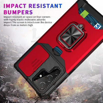 Armour Ring Phone Case for Samsung S21 S22 S23 S24 Ultra Note20 Card Slot
