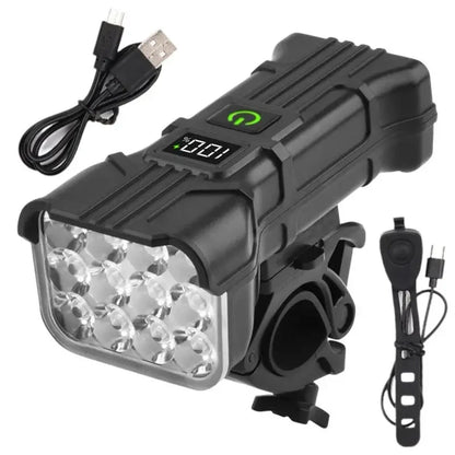12 LED Bicycle Front Light Rechargeable Bike Horn MTB Safety Lamp Night Riding