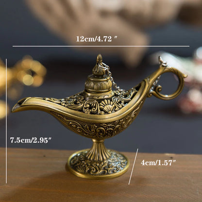 12cm Classic Aladdin Magic Genie Lamp Incense Burner Retro Wishing Oil Decor