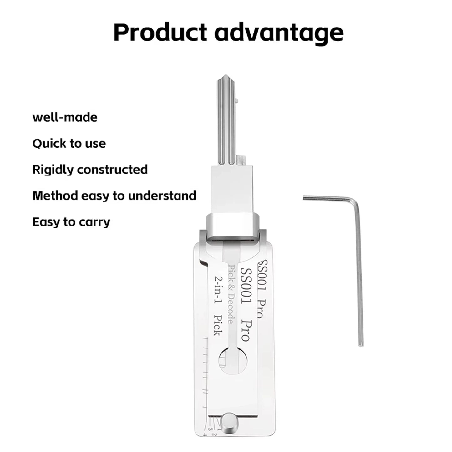 Key Precision Hook Stainless Steel Locksmith Tool 304mm Easy Use