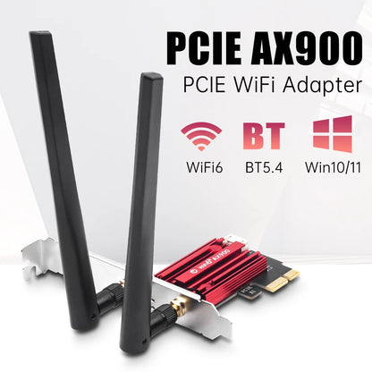 WiFi Adapter AX900 PCIe Wireless Network Card Dual-Band for Desktop Win 10/11