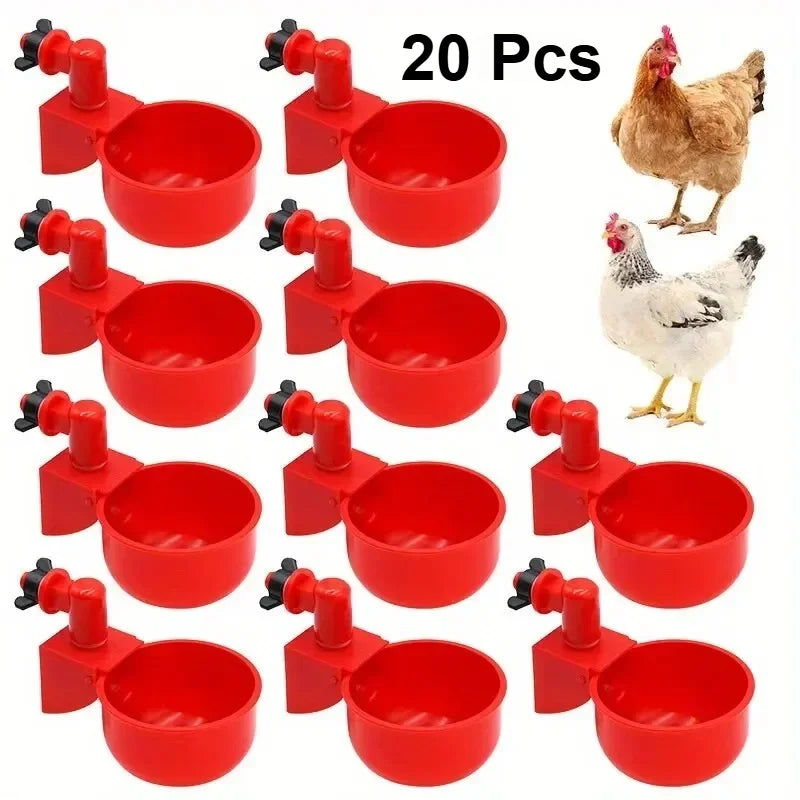 20Pcs Chicken Drinking Bowl Automatic Water Dispenser Poultry Feeder Drinker