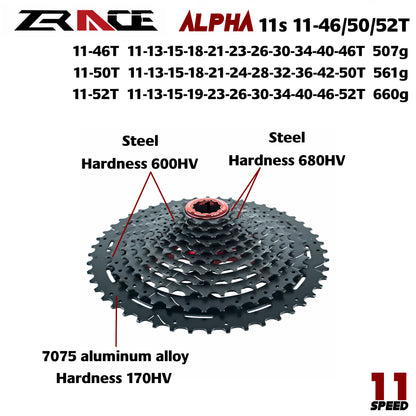 ZRACE ALPHA MTB Cassette 10–12 Speed HG/MS/XD Freehub 46T 50T 52T