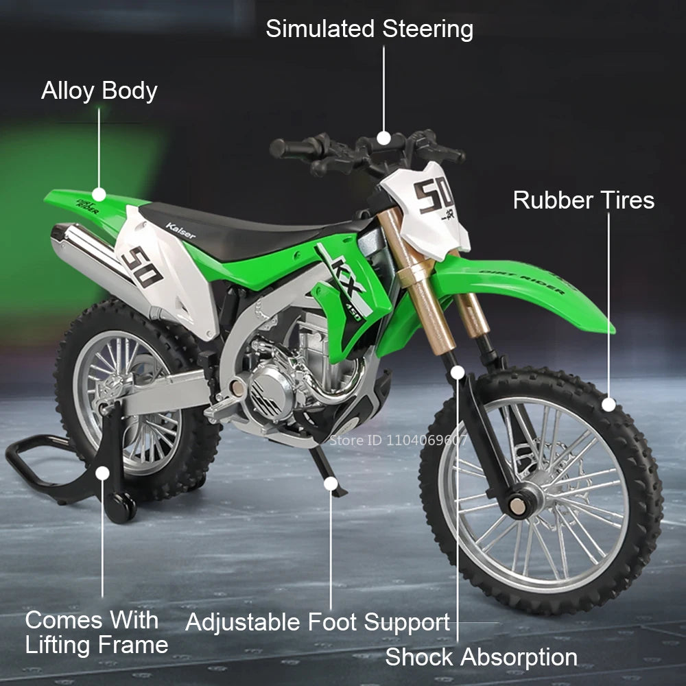 1:12 Kawasaki KX450 Motorcycle Model Diecast Toy Bike Alloy Motocross