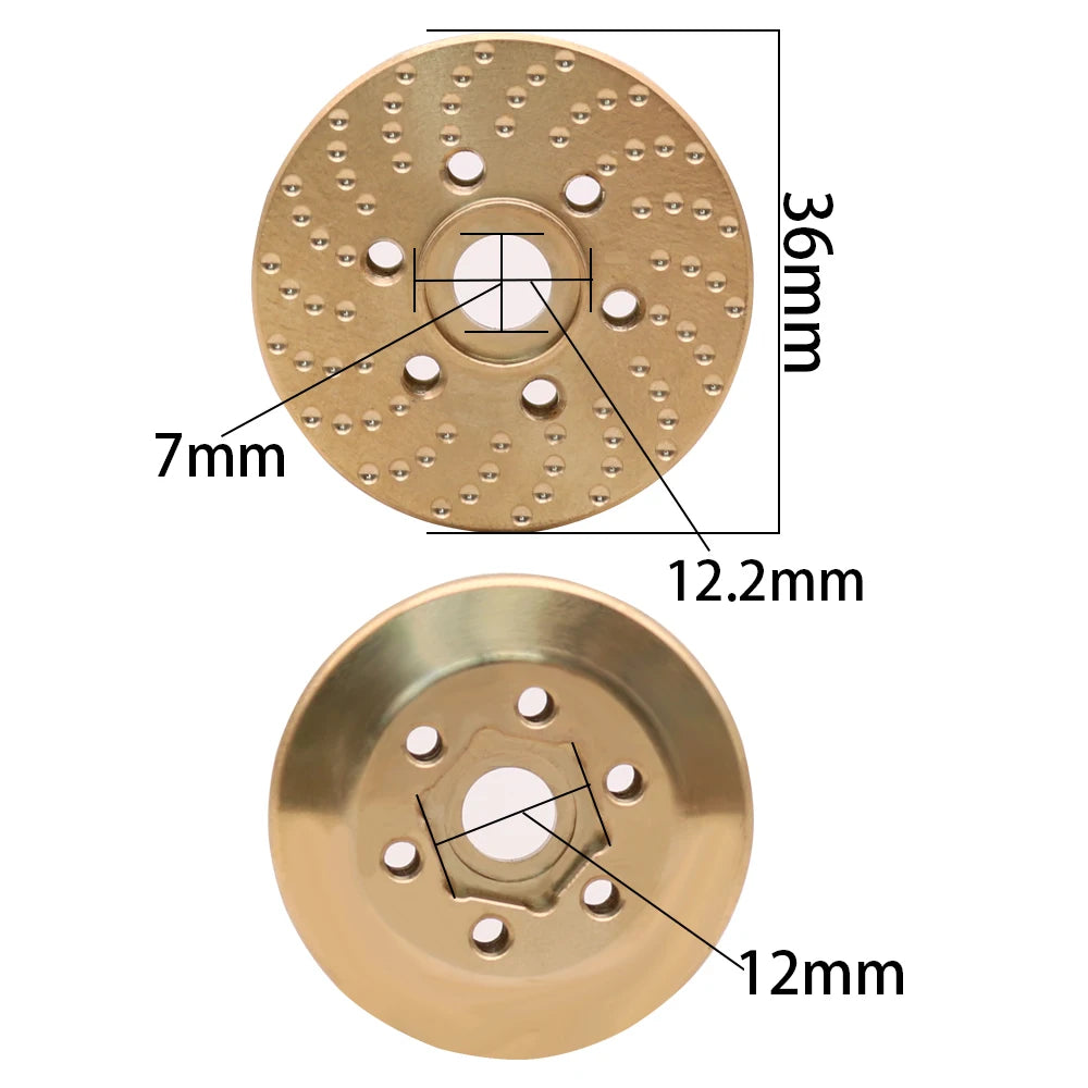 Brass Wheel Hex Hub Adapter for 1.9/2.2 Beadlock RC Crawler Axial SCX10 TRX4 TRX6 - EXPROTAS