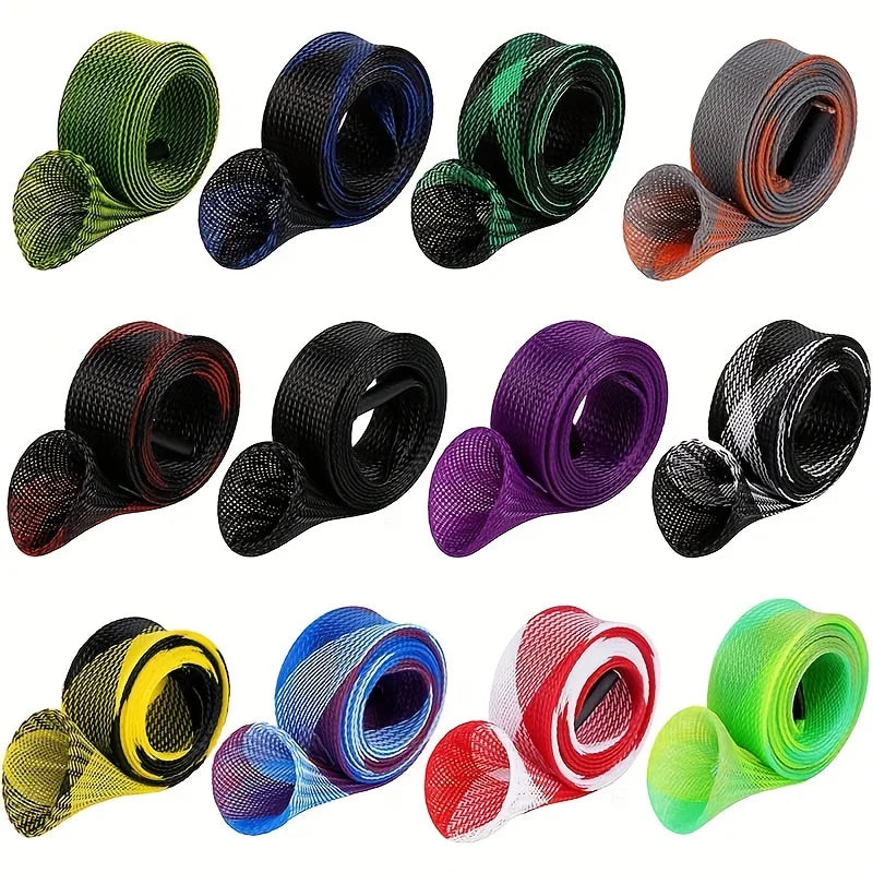 12Pcs Rod Sock Mesh Fishing Sleeve Covers Flat Pointed End Pole Protector