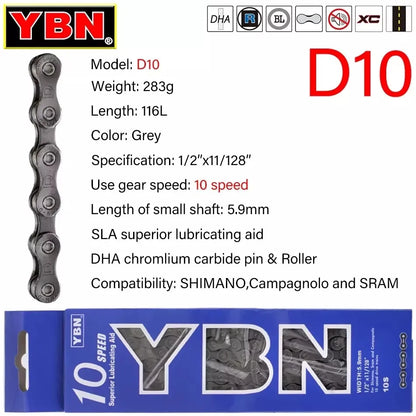 YBN Bike Chain 8–12 Speed MTB Road 116/126 Links Compatible Shimano XT - EXPROTAS