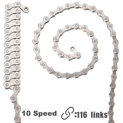 10 Speed Bike Chain 116 Links MTB Road Bicycle Chain 1/2x11/128 Inch