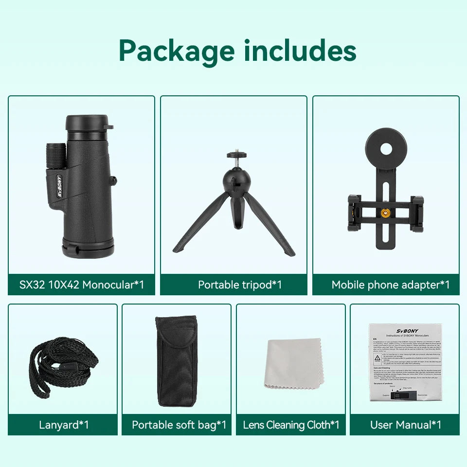 SVBONY SX32 Professional Zoom HD Powerful Portable Long Distance Monocular Telescope For Sports Outdoor Hunting Camping Travel-EXPROTAS