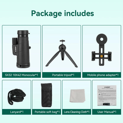 SVBONY SX32 Professional Zoom HD Powerful Portable Long Distance Monocular Telescope For Sports Outdoor Hunting Camping Travel-EXPROTAS