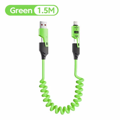65W USB Cable Fast Charging PD for iPhone Samsung 6A Data Charger
