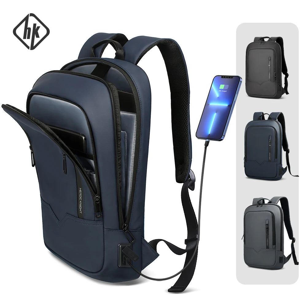 HK Slim Backpack For Men 15.6 Inch Laptop Bags Waterproof Minimalist Business Backpack With USB Charging Casual Travel Work Bag-EXPROTAS