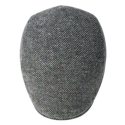 Men's Herringbone Newsboy Hat Wool Blend Flat Cap Gatsby Style