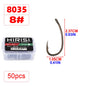 50pcs Barbed Fish Hooks Stainless Steel Fishing Hooks with Eye 8035