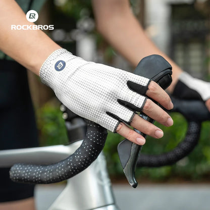 ROCKBROS Half Finger Cycling Gloves Anti-Slip Shock-Absorbing Breathable Summer Gym Gloves