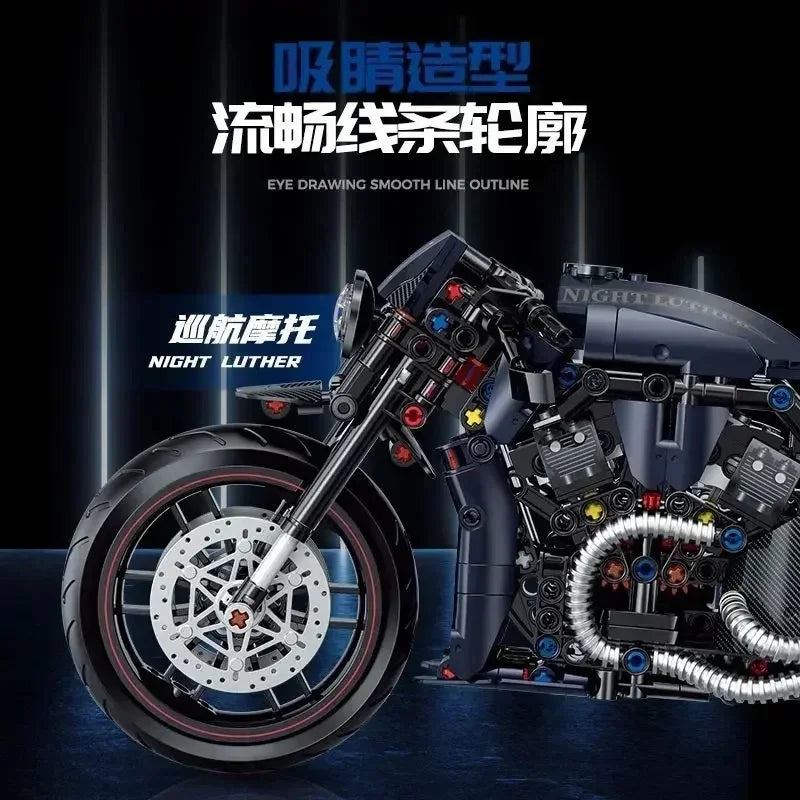 Technical Motorcycle Building Blocks Harley-Style Motorbike Racer Model Toy Gift