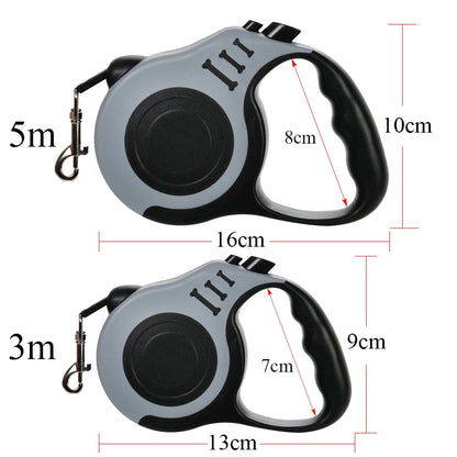 Retractable Dog Lead 3m 5m Nylon Leash for Small Medium Large Dogs Cats