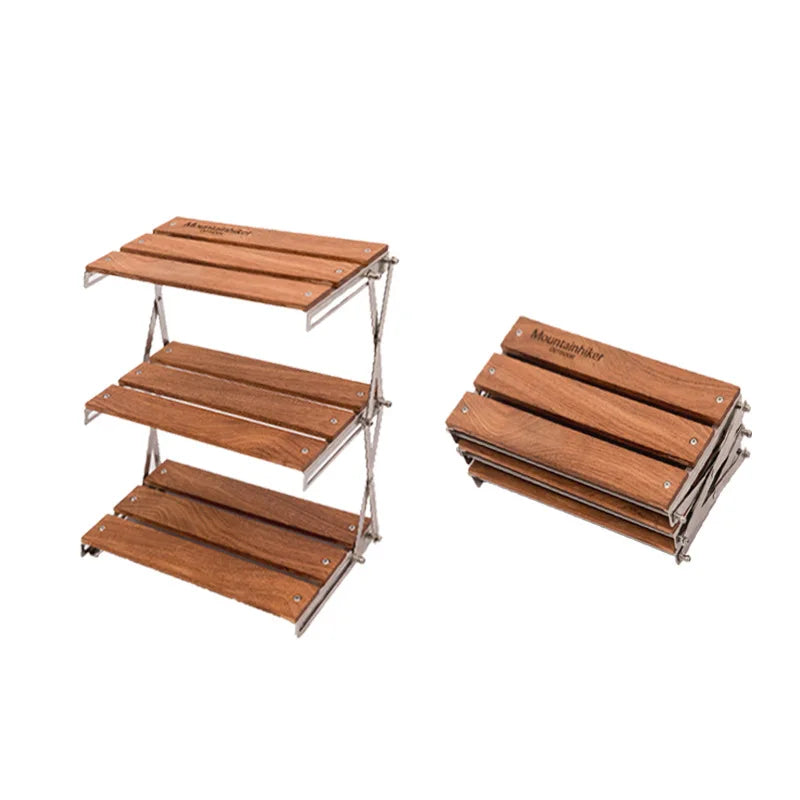 MOUNTAINHIKER Outdoor Camping Rack Portable Three-tier Rack Easy To Carry Foldable Picnic Camping Barbecue Folding Table-EXPROTAS