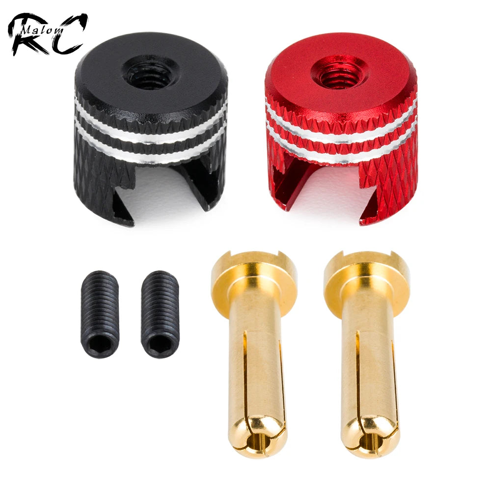 4mm 5mm Low Profile Bullet Plugs Solderless Metal Heatsink Connectors RC Car