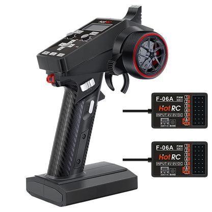 Hotrc CT-6A/CT-4A 6CH/4CH 2.4GHz Radio Transmitter with F-06A/F-04A Receiver for RC Car Boat Tank