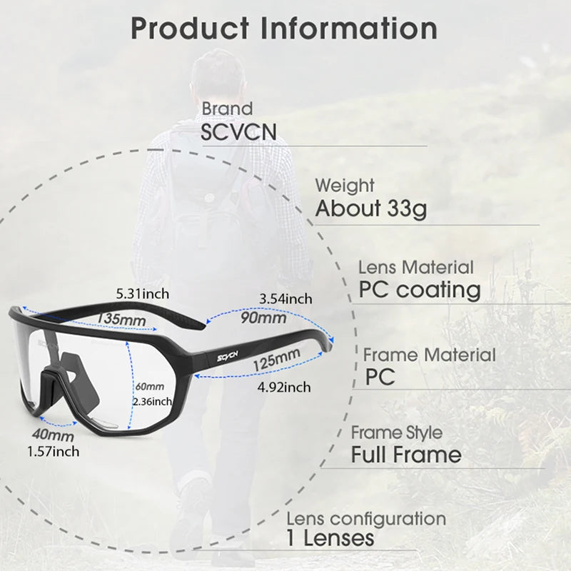 Mtb Cycling Sunglasses Photochromic Goggles UV400 Sports Bike Eyewear