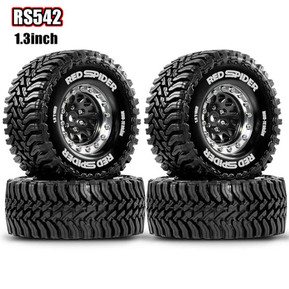 4Pcs Beadlock Wheels 1.3" Tires for RC Crawler 1/18 TRX4M SCX24 AX24